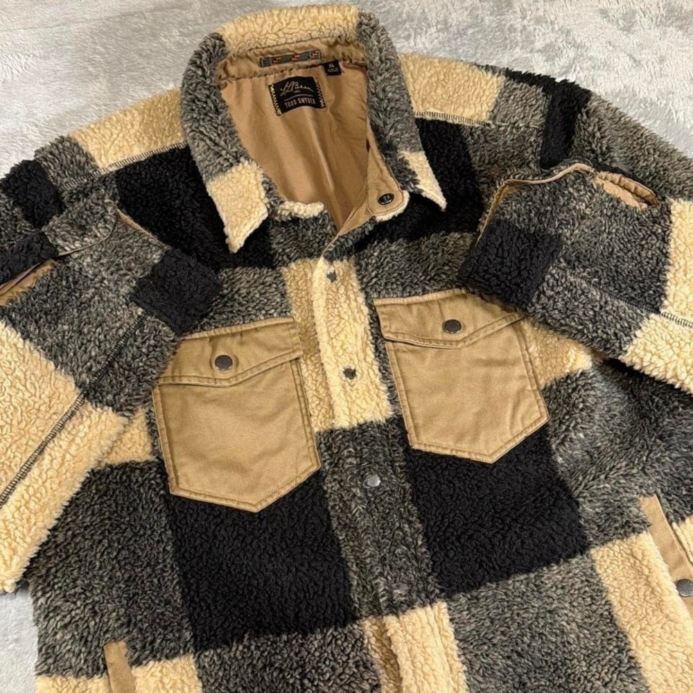 L.L.Bean x Todd Snyder Sherpa Jacket | Plaid Tan Black | XL‎